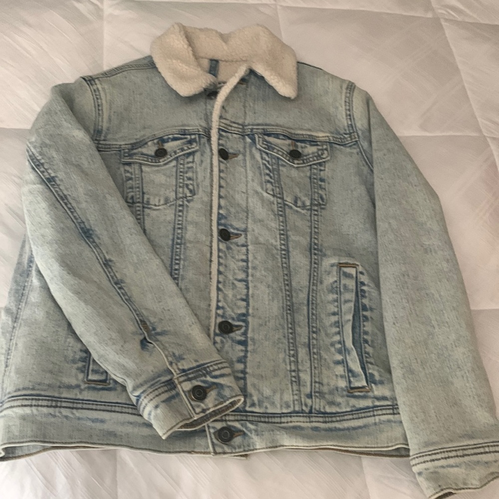 Abercrombie kids 13/14 boys Jean Lamb lining inside Jacket practically new